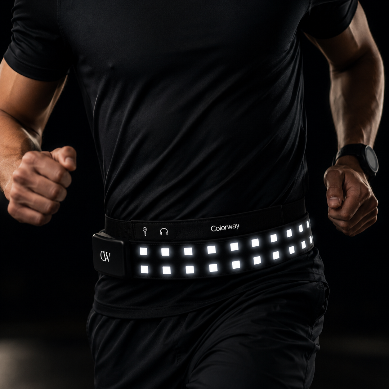 Colorway LED Running Belt — worn close-up